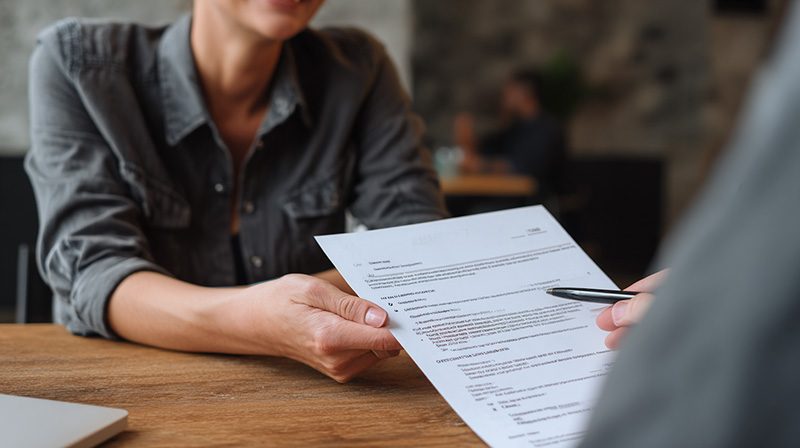 Personne accompagnant un candidat dans la présentation de son CV.